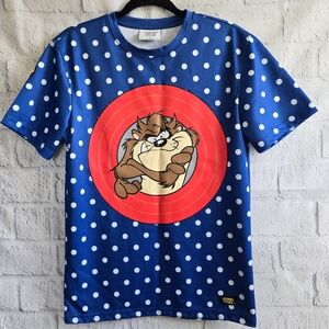 Looney Tunes Taz Polka Dot Blue Graphic Tee Small